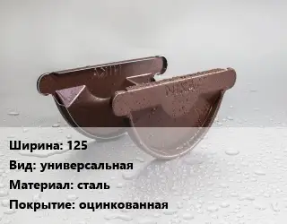 Заглушка желоба 125 универсальная сталь оцинкованная